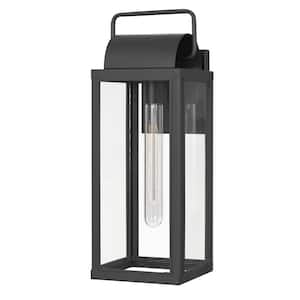 Ashley 1-Light Matte Black Painted Outdoor Wall Lantern Sconce