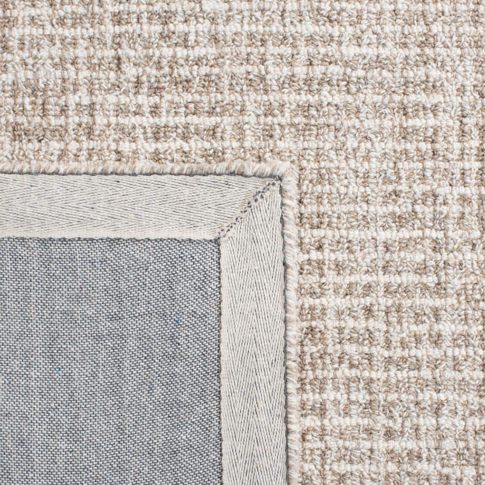 Ivory and Grey Abstract Handmade Wool 9' x 12' Area Rug