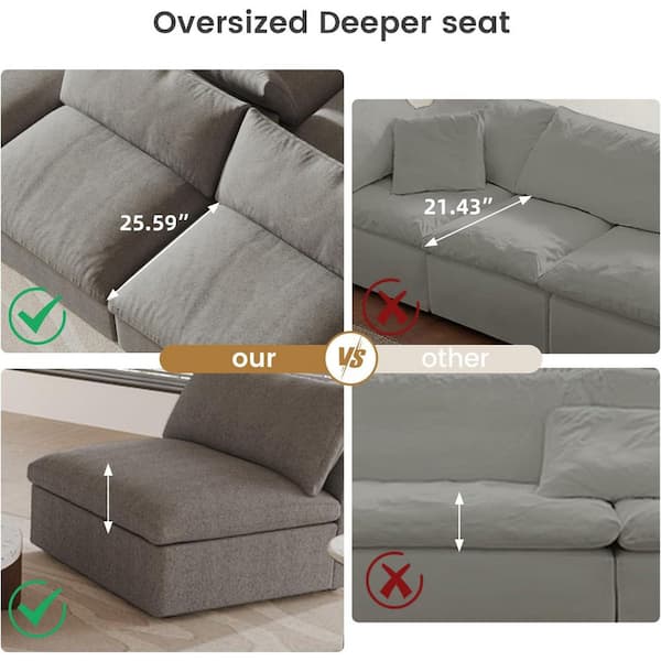 Magic Home 157 in. Square Arm 6-Piece Microfiber U-Shaped