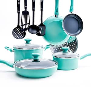 GreenLife Artisan 2-Piece Healthy Ceramic Nonstick 8 in. and 10 in. Frying  Pan Skillet Set in Turquoise CC004704-001 - The Home Depot
