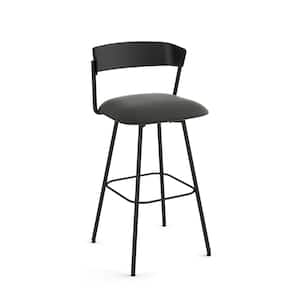 Ludwig 25.875 in. Charcoal Grey Polyester / Black Metal Swivel Counter Stool