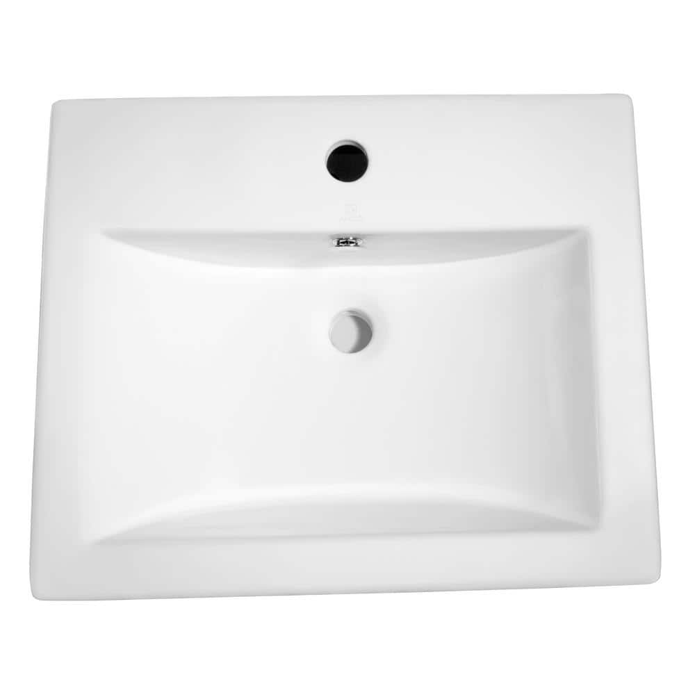 Vitruvius Series 19'' White Ceramic Rectangular Bathroom Sink