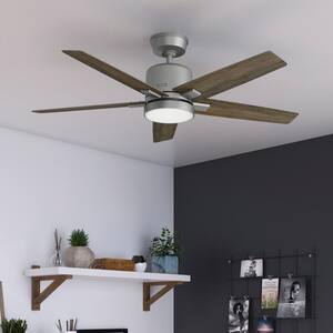 Acela 52 in. Integrated LED Indoor Matte Silver Ceiling Fan with Remote