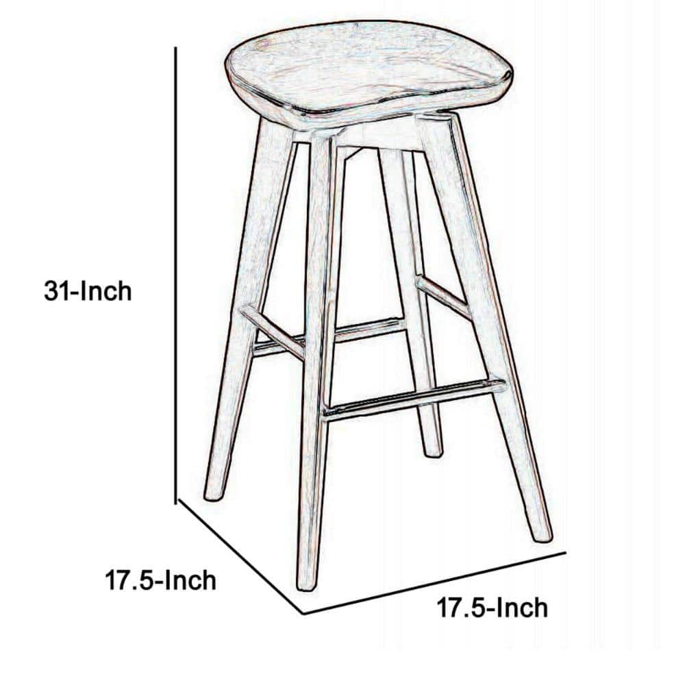 Natural Brown Wooden Swivel Saddle Barstool