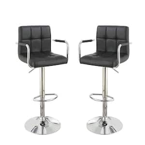 44 in. Black PU Cushioned Metal Fram Bar Stool Height Chairs (Set of 2)