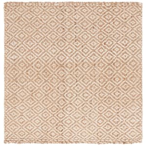 Martha Stewart Ivory/Natural 6 ft. x 6 ft. Border Concentric Diamond Square Area Rug