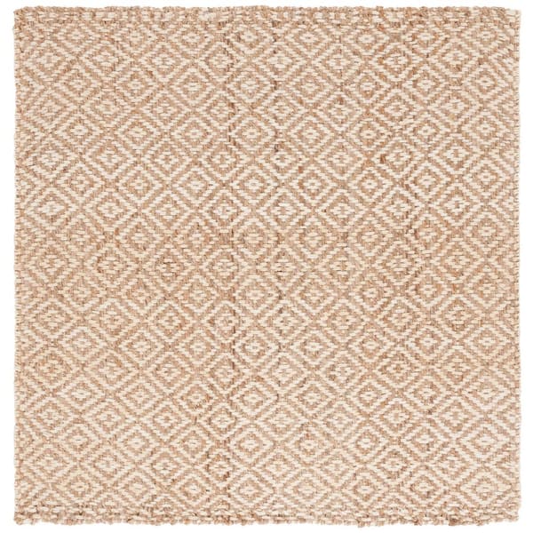 SAFAVIEH Martha Stewart Ivory/Natural 6 ft. x 6 ft. Border Concentric Diamond Square Area Rug