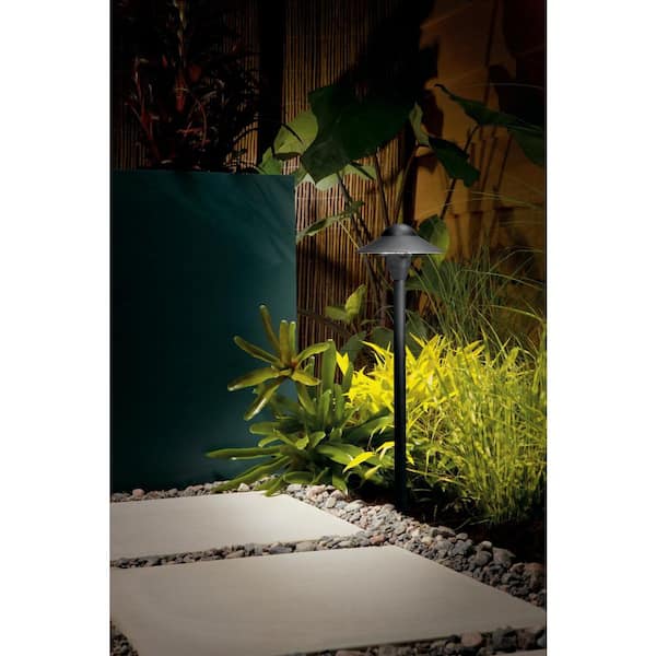 Low Voltage 6 in. Textured Black Hardwired Weather Resistant Dome Path Light with No Bulbs Included