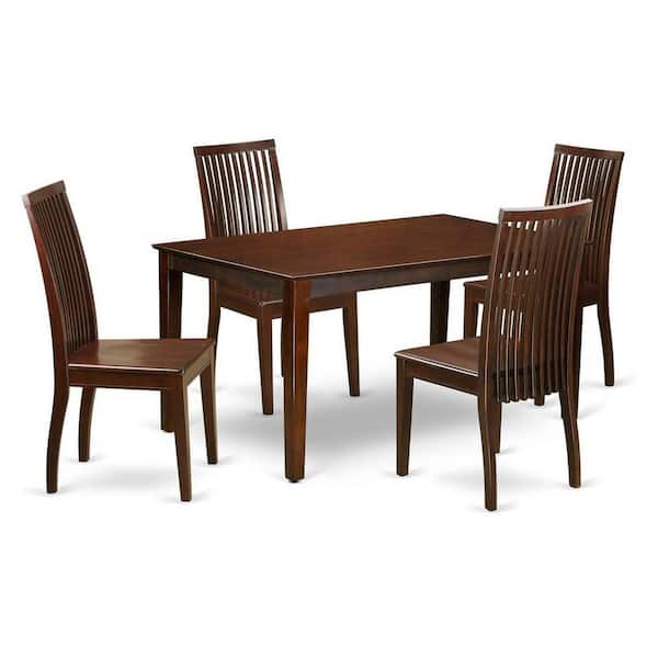 East West Furniture 5-Piece Mahogany Finish Solid Wood Top - Dining Room Set - Seats 4