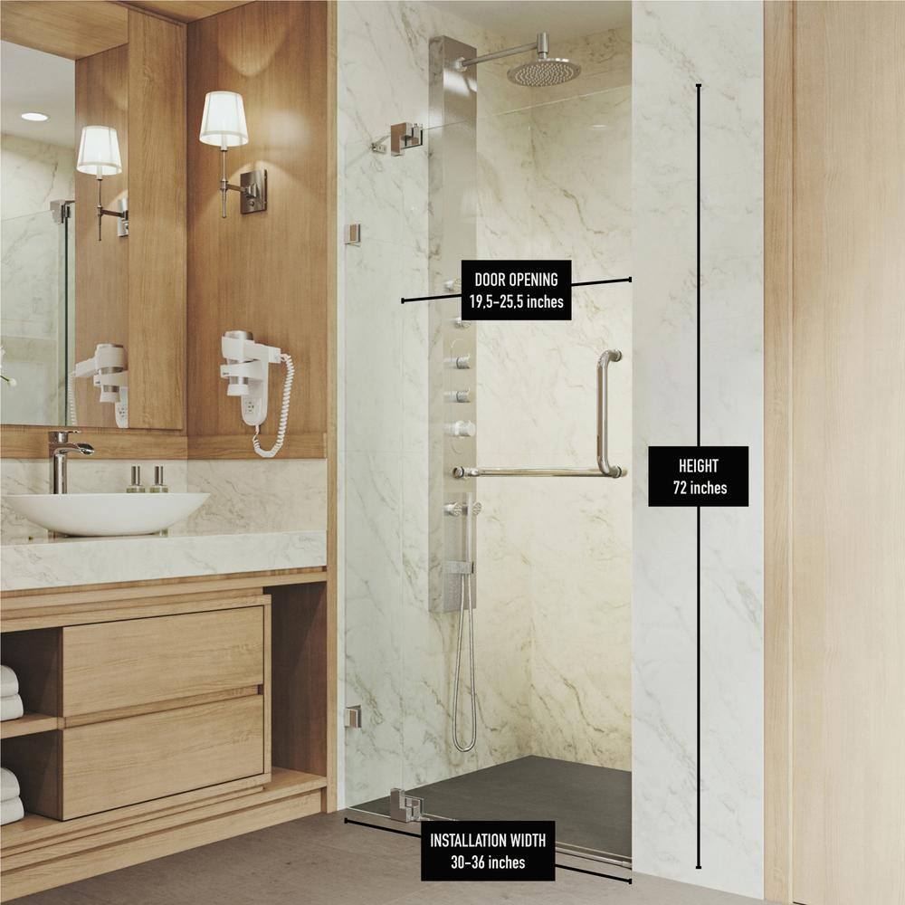 Pirouette 36-48" Frameless Clear Glass Pivot Shower Door
