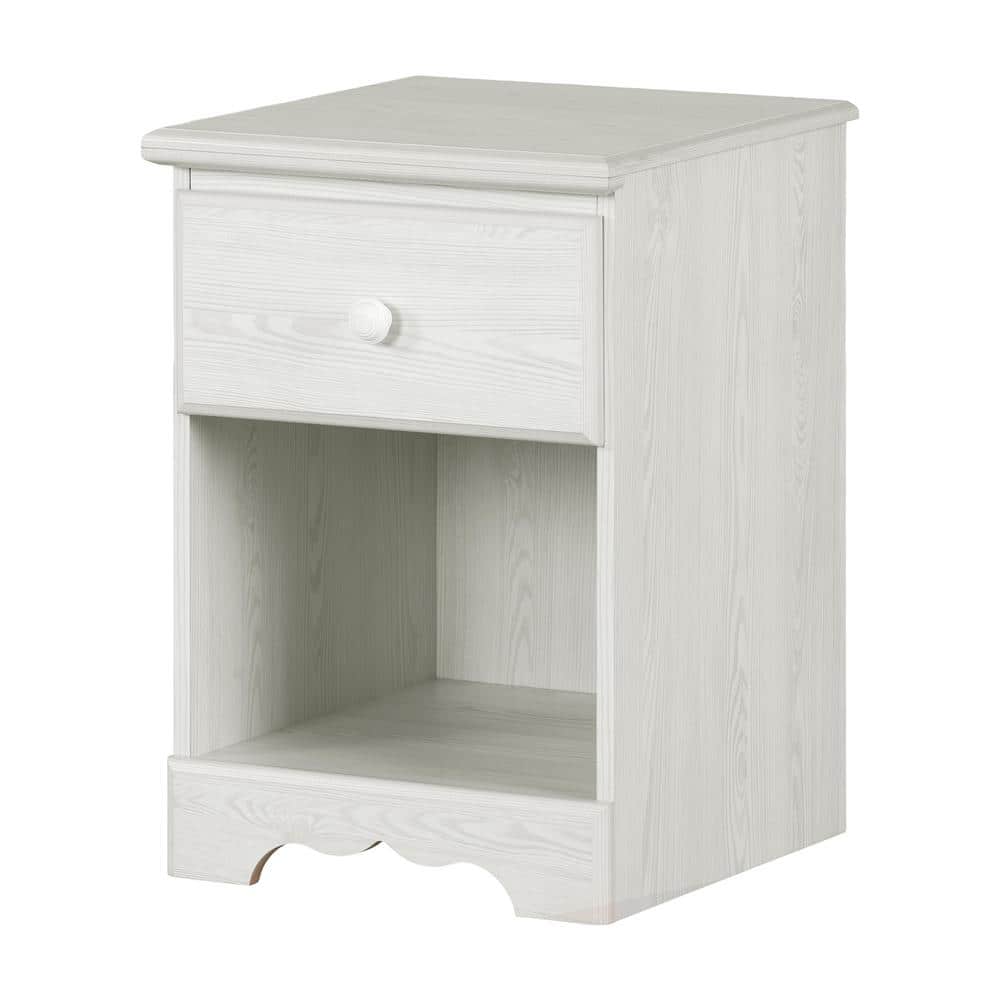 White Pine 1-Drawer Nightstand with Open Shelf