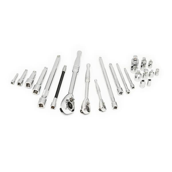 Husky - 1/4 in., 3/8 in. and 1/2 in. 144-Position Ratchet and Accessory Set in EVA (22-Piece)