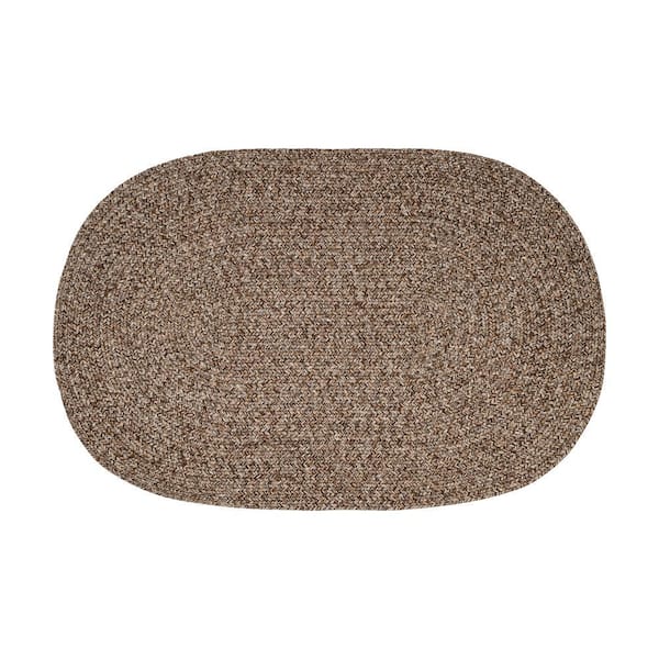 Newberry Brown Tweed 2 ft. x 3 ft. Oval Indoor/Outdoor Braided Area Rug
