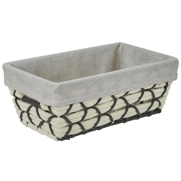 Small Shelf Bin Rope Woven Tote in White