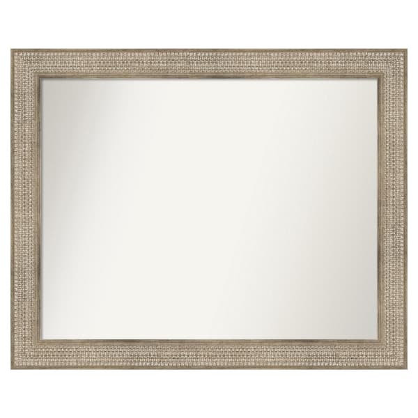 Amanti Art Trellis Silver 42 in. x 34 in. Custom Non-Beveled Wood Framed Bathroom Vanity Wall Mirror