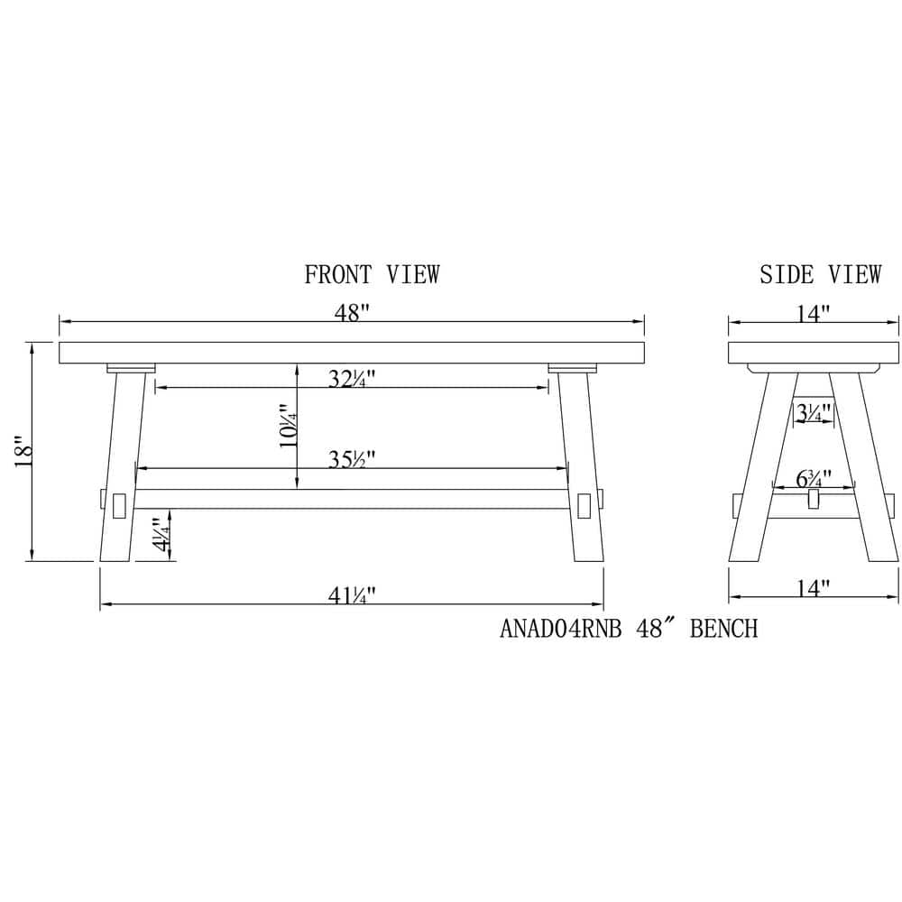 Adam 52" Black and Natural Solid Wood Storage Bench