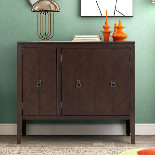 Brown MDF 37 in. W Sideboard with Retro Metal Handles