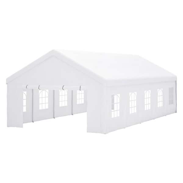 16 ft. x 32 ft. White Heavy Duty Party Tent with 3 Storage Bags and Removable Sidewalls