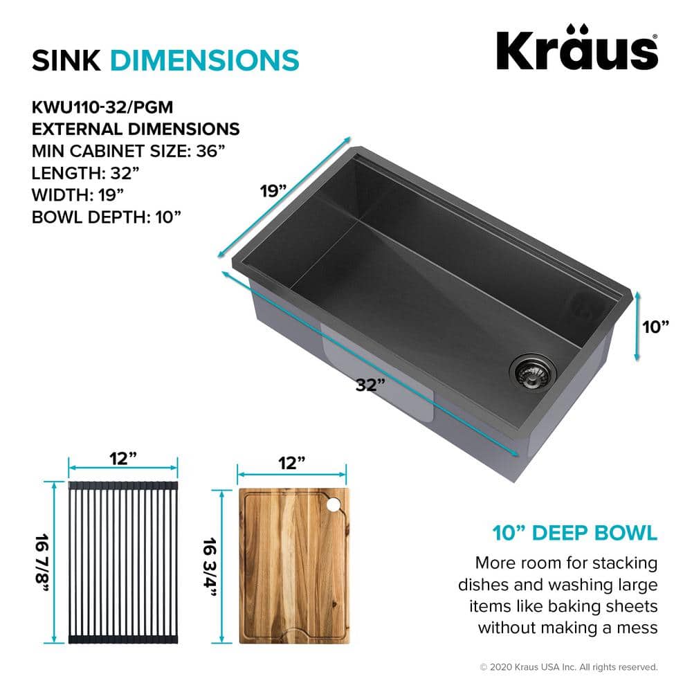 32-inch Black Stainless Steel Undermount Kitchen Sink with Accessories
