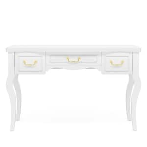 Helotes 1-Piece White Makeup Vanity Desk with 3 Drawers