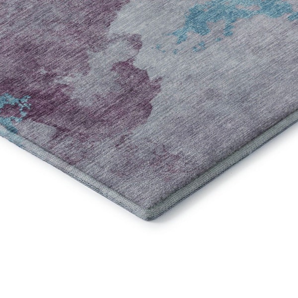 Mayfield Premium Machine Washable Abstract AMF2108 Lavender 8 ft. x 8 ft. Round Rug