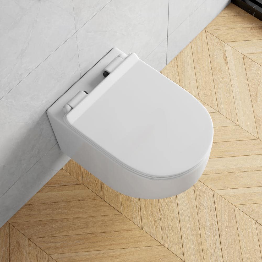 Hampton White Wall Mounted Dual Flush Toilet