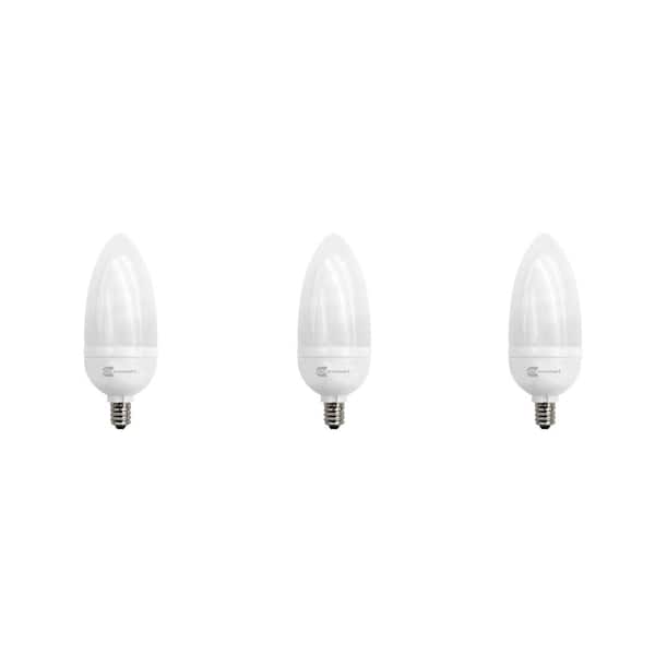 EcoSmart 40-Watt Equivalent B10 Candelabra CFL Light Bulb, Soft White (3-Pack)