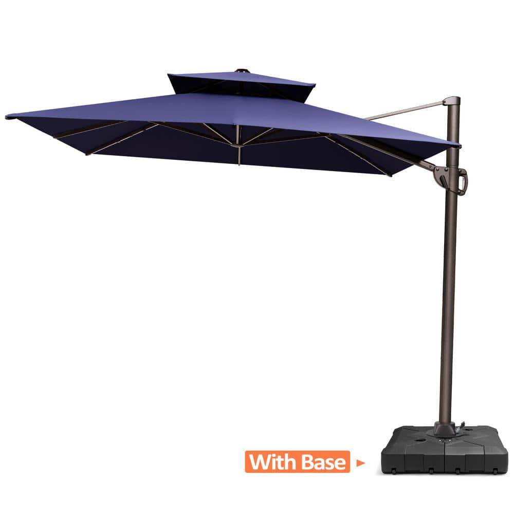 11.5 ft. x 9 ft. Rectangular Double Top 360° Swivel Cantilever Patio Umbrella in Navy Blue with 260 lbs. Umbrella Base price history on PriceWatchPro
