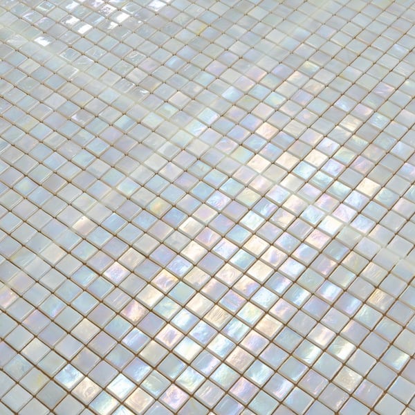 Skosh 11.6 in. x 11.6 in. Glossy Light Beige Glass Mosaic Wall and Floor Tile (18.69 sq. ft./case) (20-pack)
