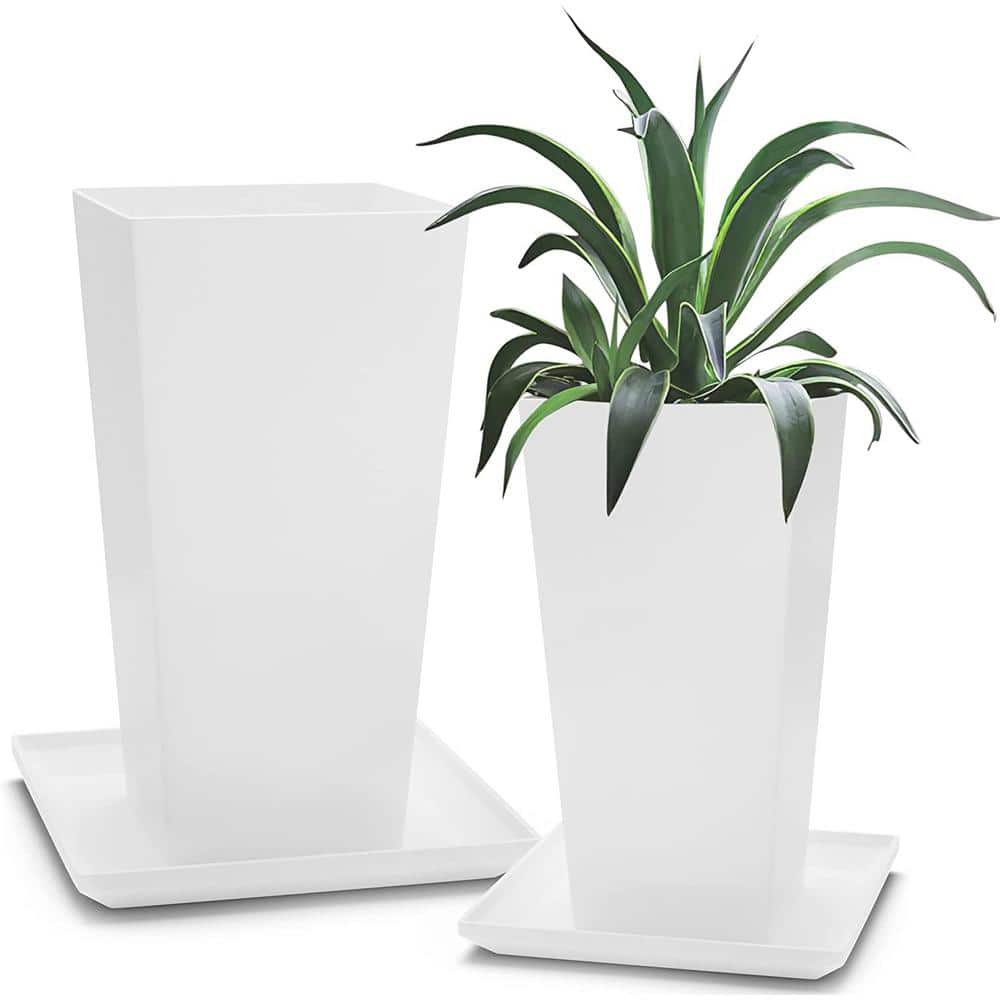 Set of 2 Tall Outdoor Planters 20 in. L Planters for Indoor Outdoor Plants,