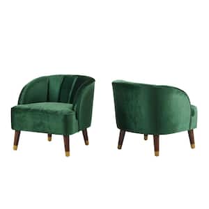 Heras New Velvet Emerald Modern Barrel Club Chair (2-Pack)