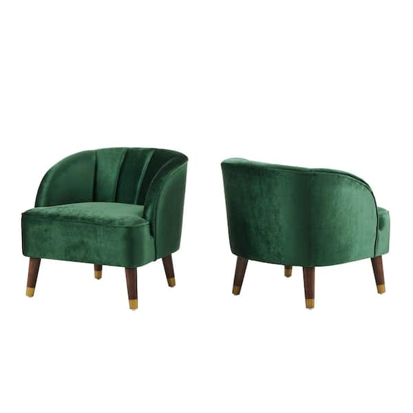 Noble House Heras New Velvet Emerald Modern Barrel Club Chair (2-Pack)