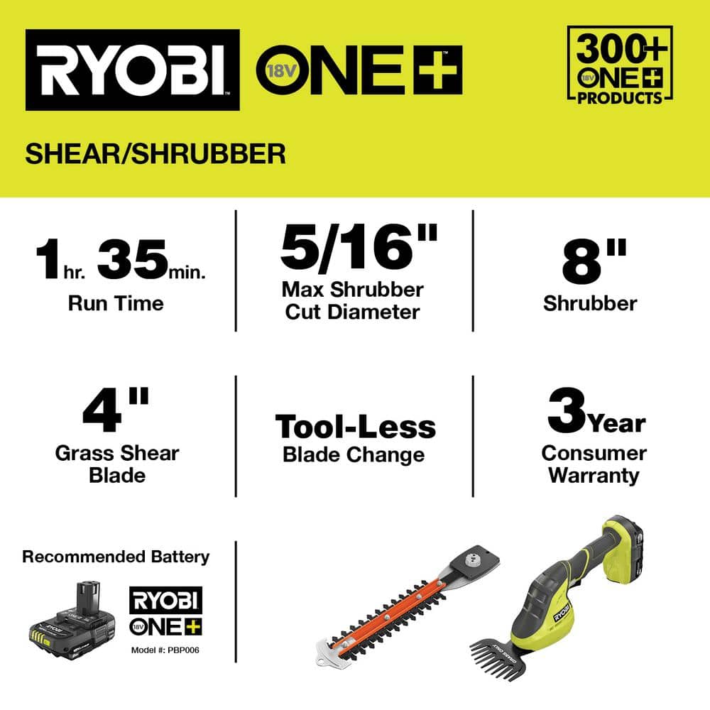 18V Cordless Grass Shear and Shrubber Trimmer with Battery and Charger