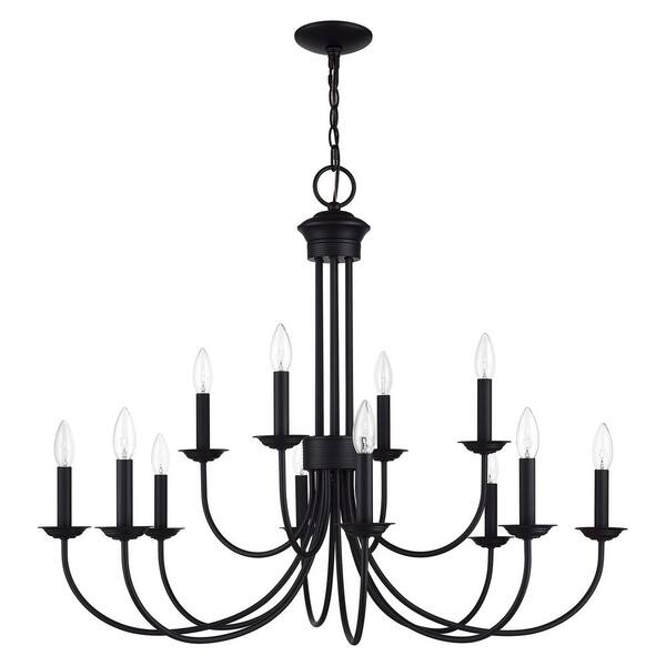 Livex Lighting Estate 12-Light Black Chandelier 42680-04 - The