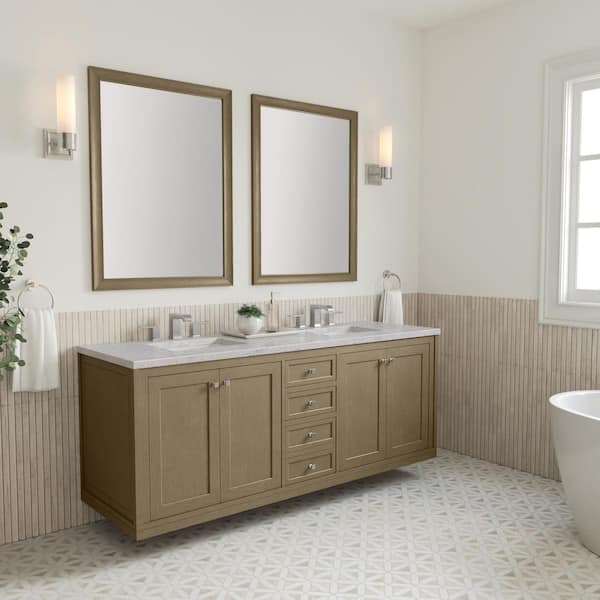 Chicago 72.0 in. W x 23.5 in. D x 33.76 in. H Double Bath Vanity in Walnut Whisper with Eternal Jasmine Pearl Quartz Top