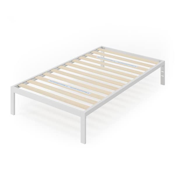 Zinus Mia White Twin Metal Platform Bed, How To Attach Headboard Metal Platform Bed Frame