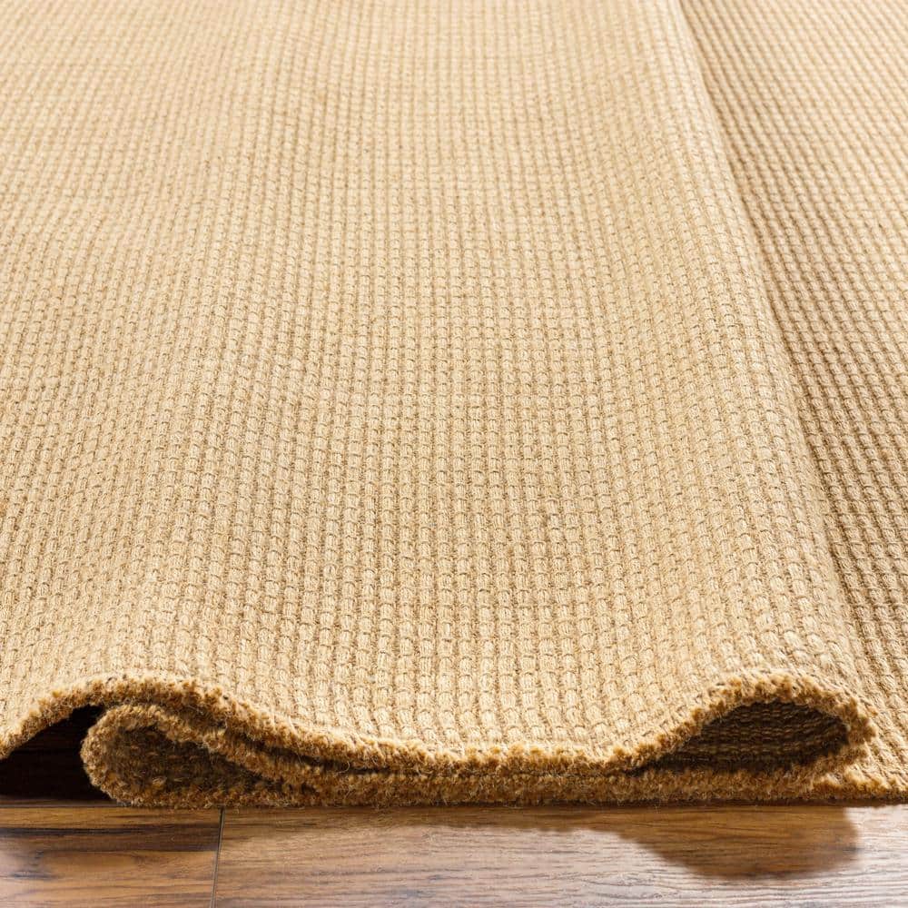 Natural Tan Jute and Polypropylene Runner Rug with Fringe