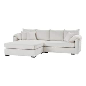 Carlo Modern 104 in. 2-Piece Fabric Upholstered Reversible Sectional Sofa with Storage in White
