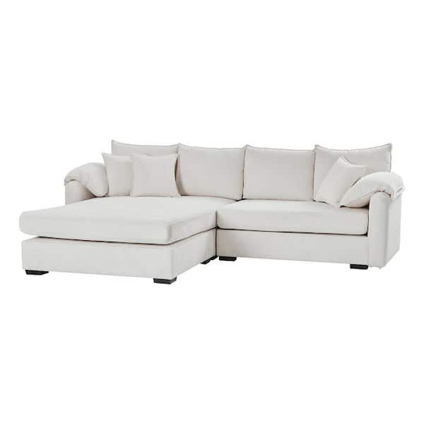 JAYDEN CREATION Carlo Modern 104 in. 2-Piece Fabric Upholstered Reversible Sectional Sofa with Storage in White