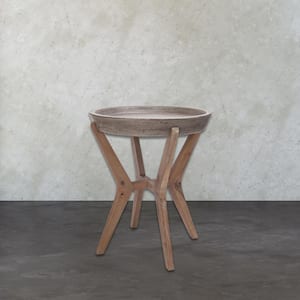 Tonga Waxed Concrete and Silver Side Table