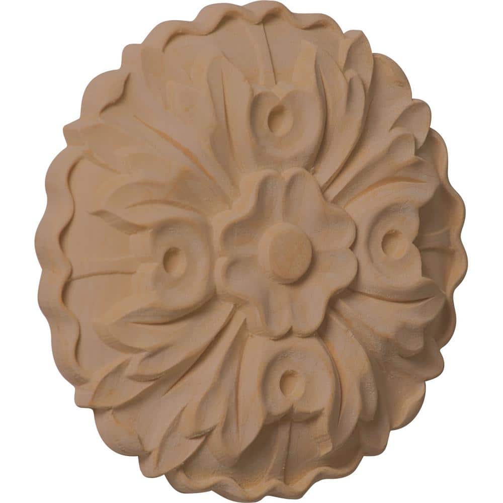 5" Unfinished Rubberwood Floral Round Rosette