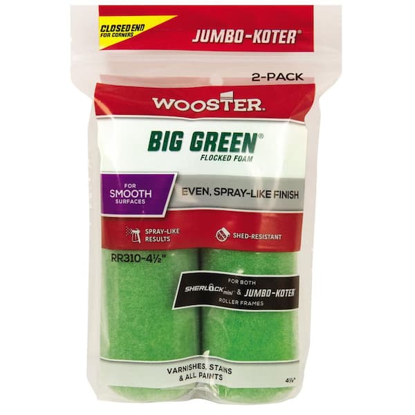 Wooster 4-1/2 in. Jumbo-Koter Big Green Flocked Foam Rollers (2-Pack)