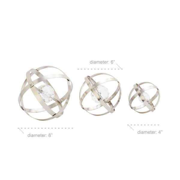 Silver Metal Geometric Sculpture (Set of 3)