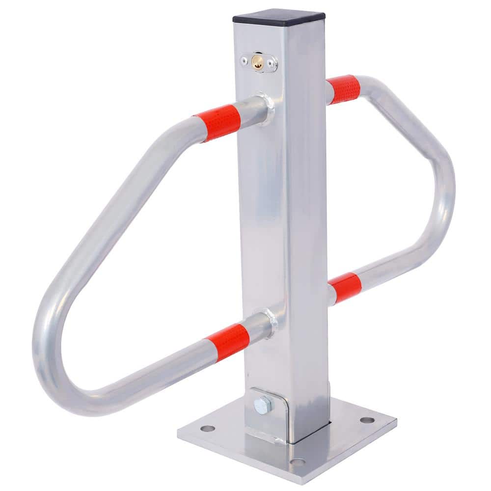 18. 9 in. x 27. 6 in. Silver Steel Parking Safety Bollard, Pole Barrier with Lock, Home Garage Street Decor price history on PriceWatchPro