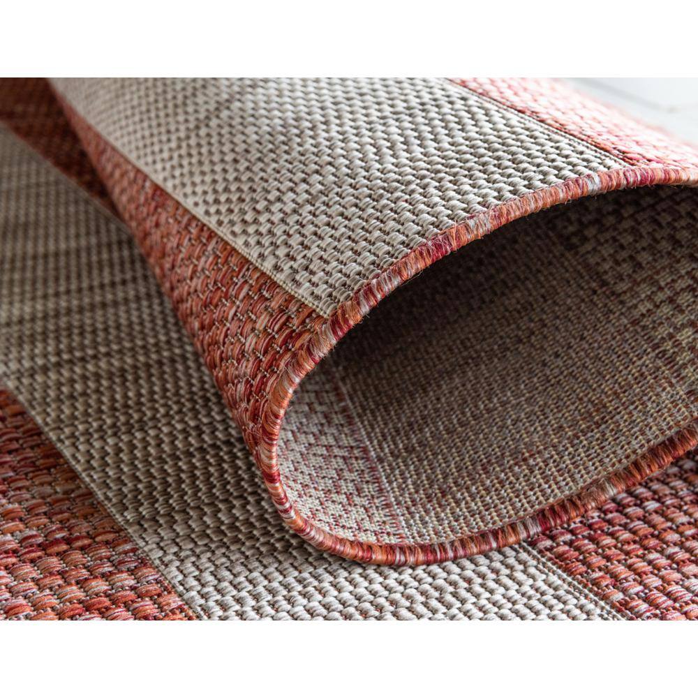 Rustic Stripe Rust Red & Gray 4' x 6' Outdoor Rug
