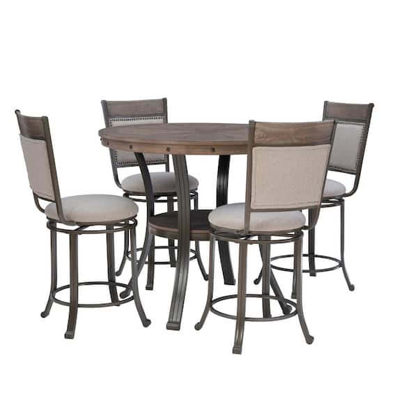 5-Piece Chasin Pewter Wood Top Counter Group