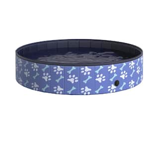 55 in. x 55 in. Round 11.75 in. D Foldable Portable Blue Pet Inflatable Pool for Outdoor Dogs and Cats