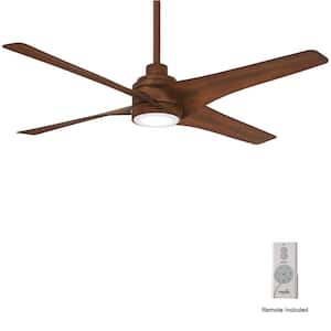 Swept 56 in. Integrated LED Indoor Distressed Koa Ceiling Fan with Light with Remote Control