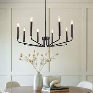 8-Light Black Rustic Simple Chandelier for Kitchen Island with No Bulbs Included