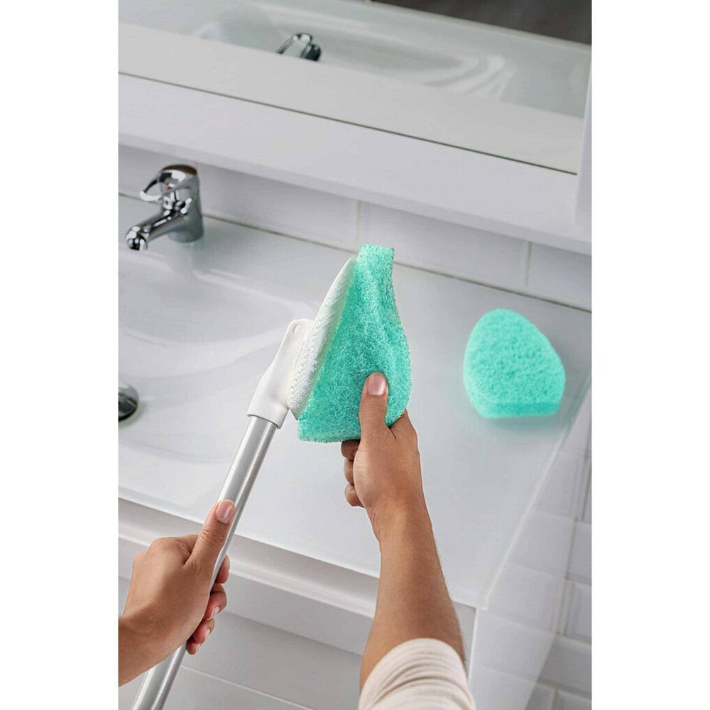 Blue and Silver Steel Handle Shower Scrubber with Recycled PET Bristles (2-Pack)